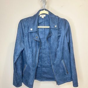 Style & Co - Faux-Suede Moto Jacket - Small - Blue